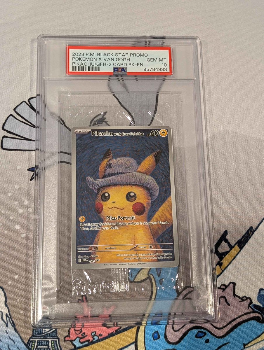 wrongholesilly's tweet image. Consignment sale 

grey felt hat Van Gogh sealed pikachu PSA 10 1900 shipped if you have any questions let me know 🖼️ 

RT appreciated