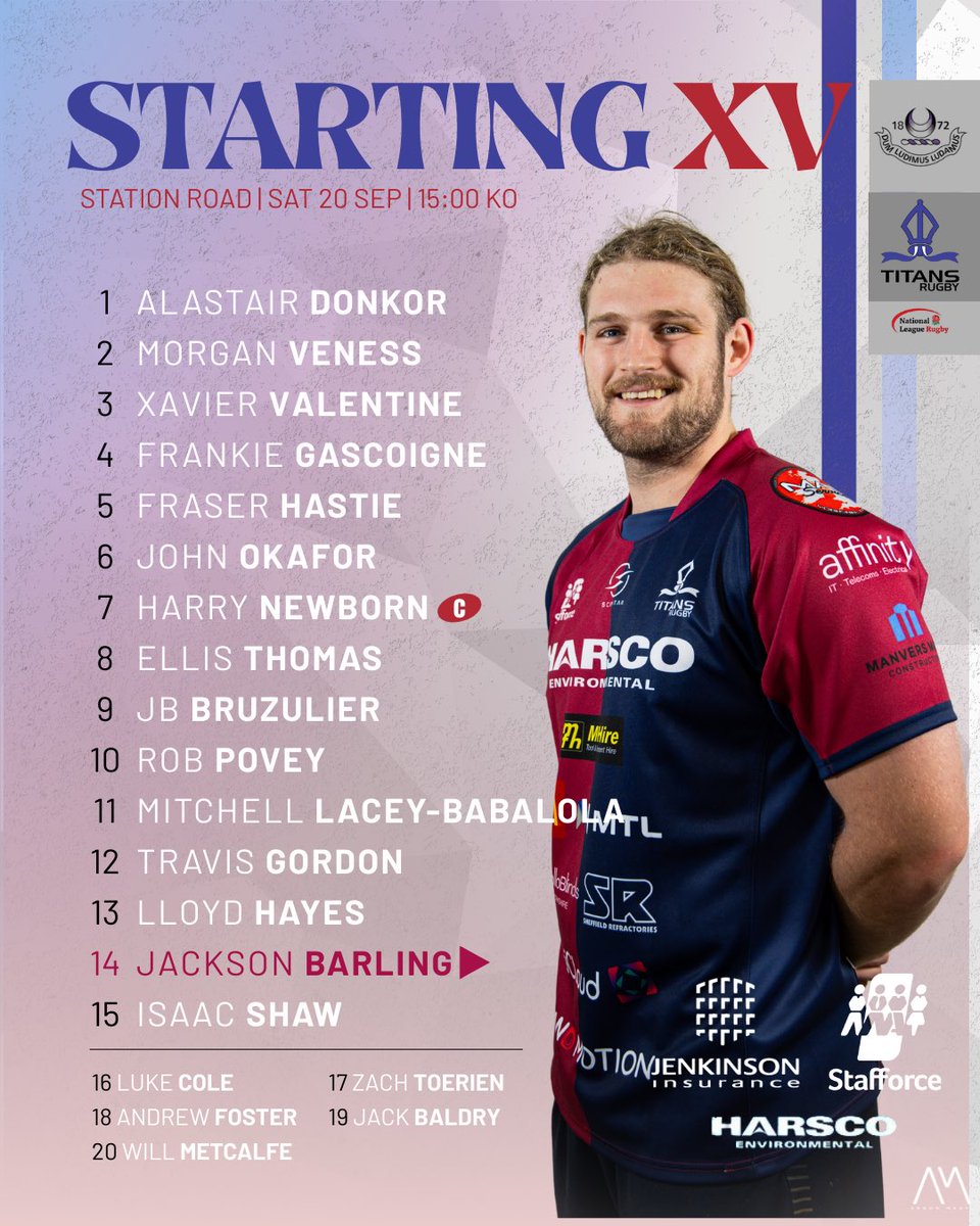 RotherhamRugby's tweet image. The Titans squad is named for tomorrow’s trip to Clifton RFC.
3PM at Station Road.

To the fans making the journey, We see you, we hear you, and we can’t wait to have you backing us from the stands.

#RotherhamTitans #GameDaySquad #TheShedOnTour #TitansFamily #NatOneRugby…