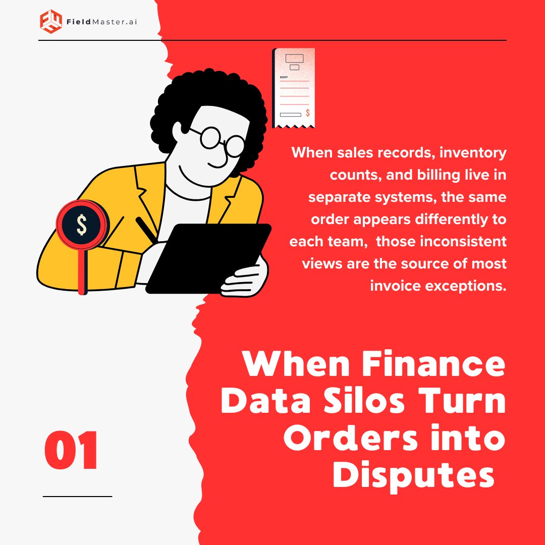 fieldmaster_ai's tweet image. Disputes start with bad data, not bad intent. When teams use different systems, problems multiply. Fixing this means one truth across all finance documents.

🔗 Connect to eliminate silos: fieldmaster.ai/contact-us

#InvoiceProcessing #DataIntegration #AccountsReceivable