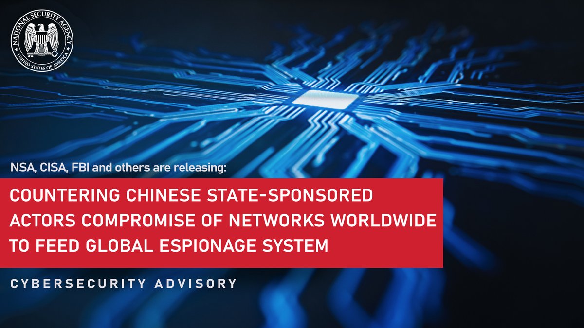 NSA Cyber (@nsacyber) on Twitter photo ICYMI: NSA and others recently published guidance exposing specific TTPs used by Chinese state-sponsored APT actors to target global telecommunications and other critical infrastructure organizations. Review the guidance & protect your networks today!
media.defense.gov/2025/Aug/22/20… ICYMI: NSA and others recently published guidance exposing specific TTPs used by Chinese state-sponsored APT actors to target global telecommunications and other critical infrastructure organizations. Review the guidance & protect your networks today!
media.defense.gov/2025/Aug/22/20…