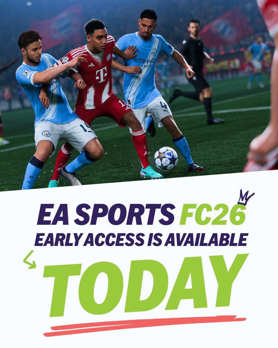 MaltaePL's tweet image. Early access for EA Sports FC 26 is LIVE! 🚨

Players who pre-ordered the Ultimate Edition can jump into the new season of EA Sports FC starting from today. 🎮⚽

Are you getting on the pitch today? Let us know in the comments! 👇

#MEPL #EASportsFC26 #FC26 #EarlyAccess