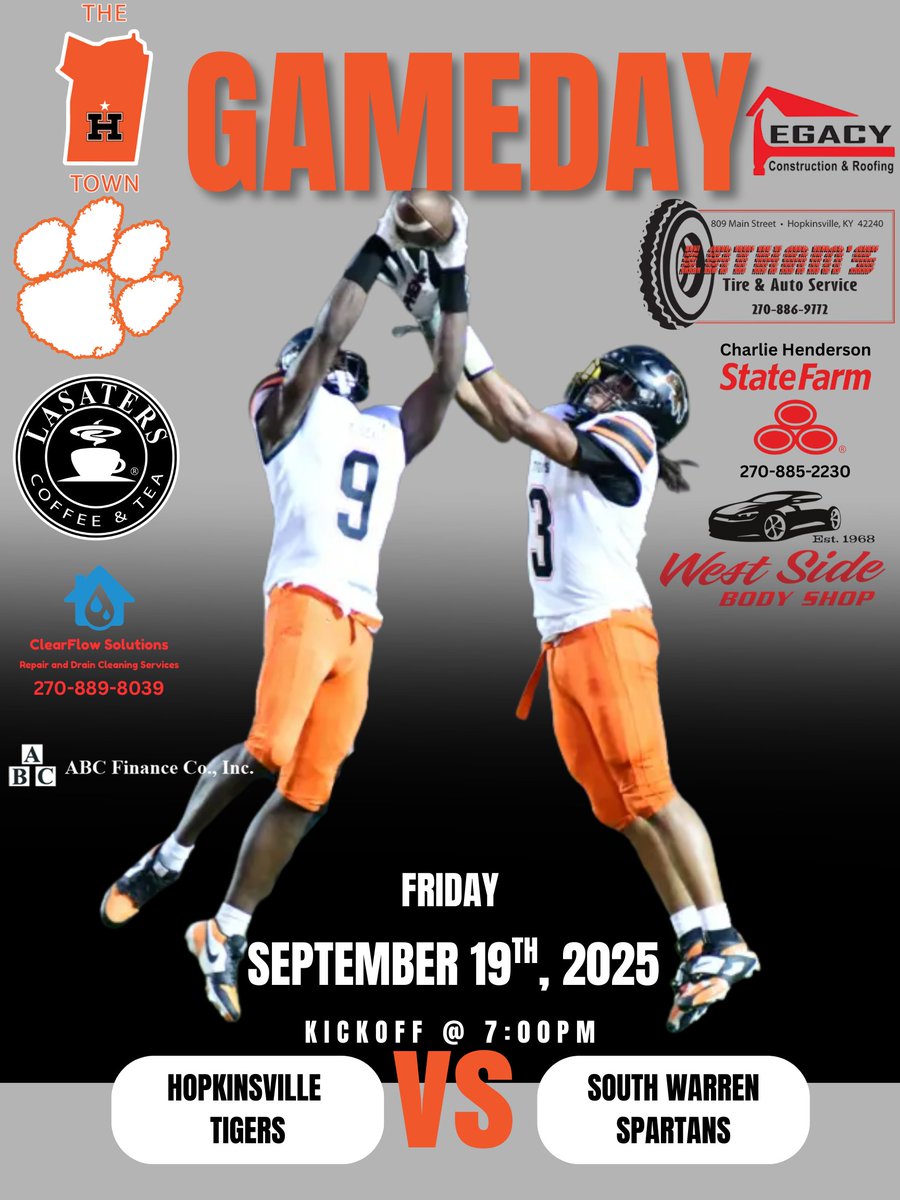 🏈 Tiger Football Game Day! 🏈
Your Tigers are in action tonight as they host South Warren at the Stadium of Champions!
📅 When: Tonight
⏰ Game Time: 7:00 PM
🚪 Gates Open: 5:30 PM
🎟 Tickets: gofan.co/event/3926169?…
#GoTigers