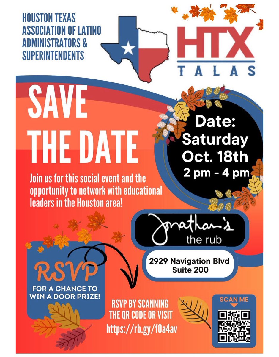 Sharon_Amador1's tweet photo. Fall is here, and so is our next @HtxTalas event! 🍂
We’re excited to gather leaders, mentors, and allies across Houston to connect, share stories, and keep building the pipeline of leadership in education.
👉 Mark your calendars—you won’t want to miss this one!

#HTXTALAS #LatinoLeaders #FallEvent #LeadershipPipeline