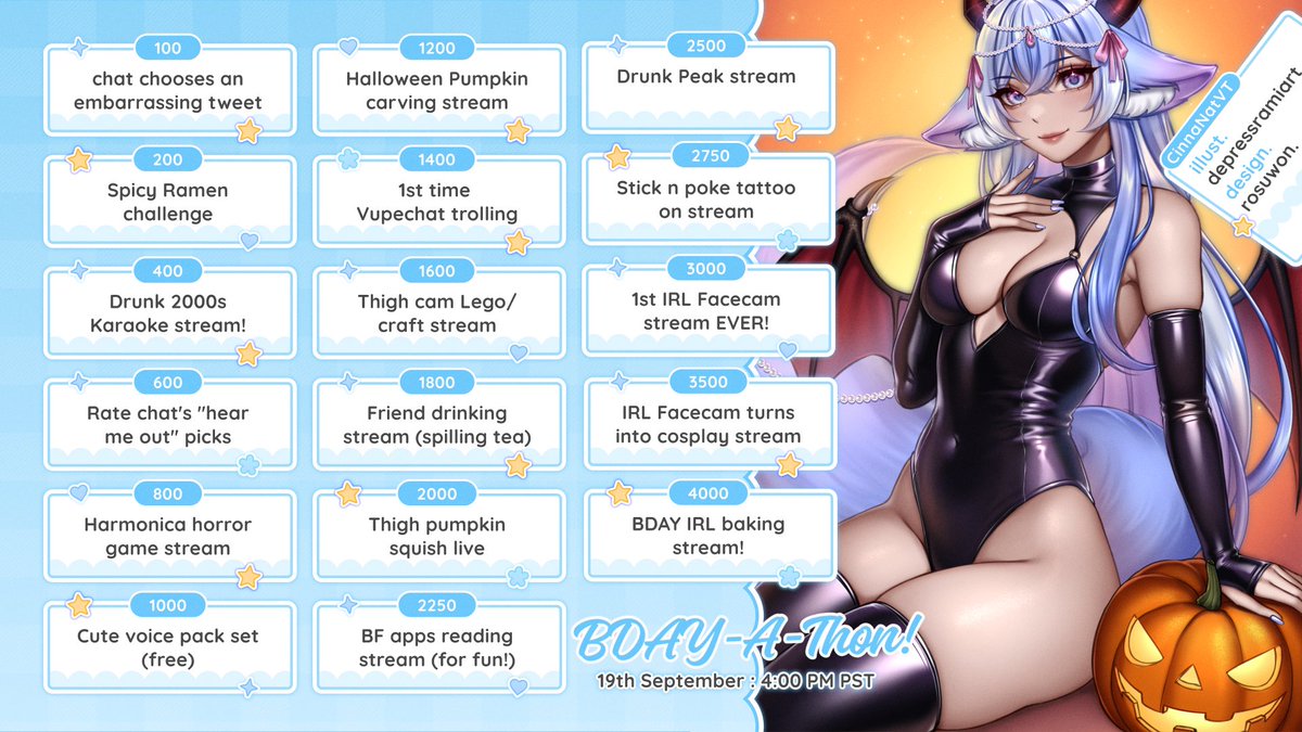 GUESS WHO'S BAAACK??? 🥳

Celebrating my return to streaming w/ a late BDay &amp; 2 year stream anniversary uncapped BDAY-A-Thon!! 🍰
🗓 When: Today @ 4pm PST 💙
💻Where: twitch. tv/cinnanatvt 

I'm excited to catch up &amp; kick off Halloween a bit early this year! AWOOO~🎃🐶