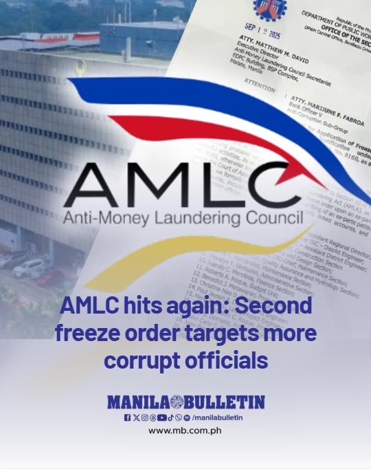 manilabulletin's tweet photo. The Anti-Money Laundering Council (AMLC) has taken another step in its fight against corruption, securing a fresh freeze order to seize assets connected to the government’s flood control scandal.

READ: https://t.co/lBcocsy0mn https://t.co/hznUnRN9Xh