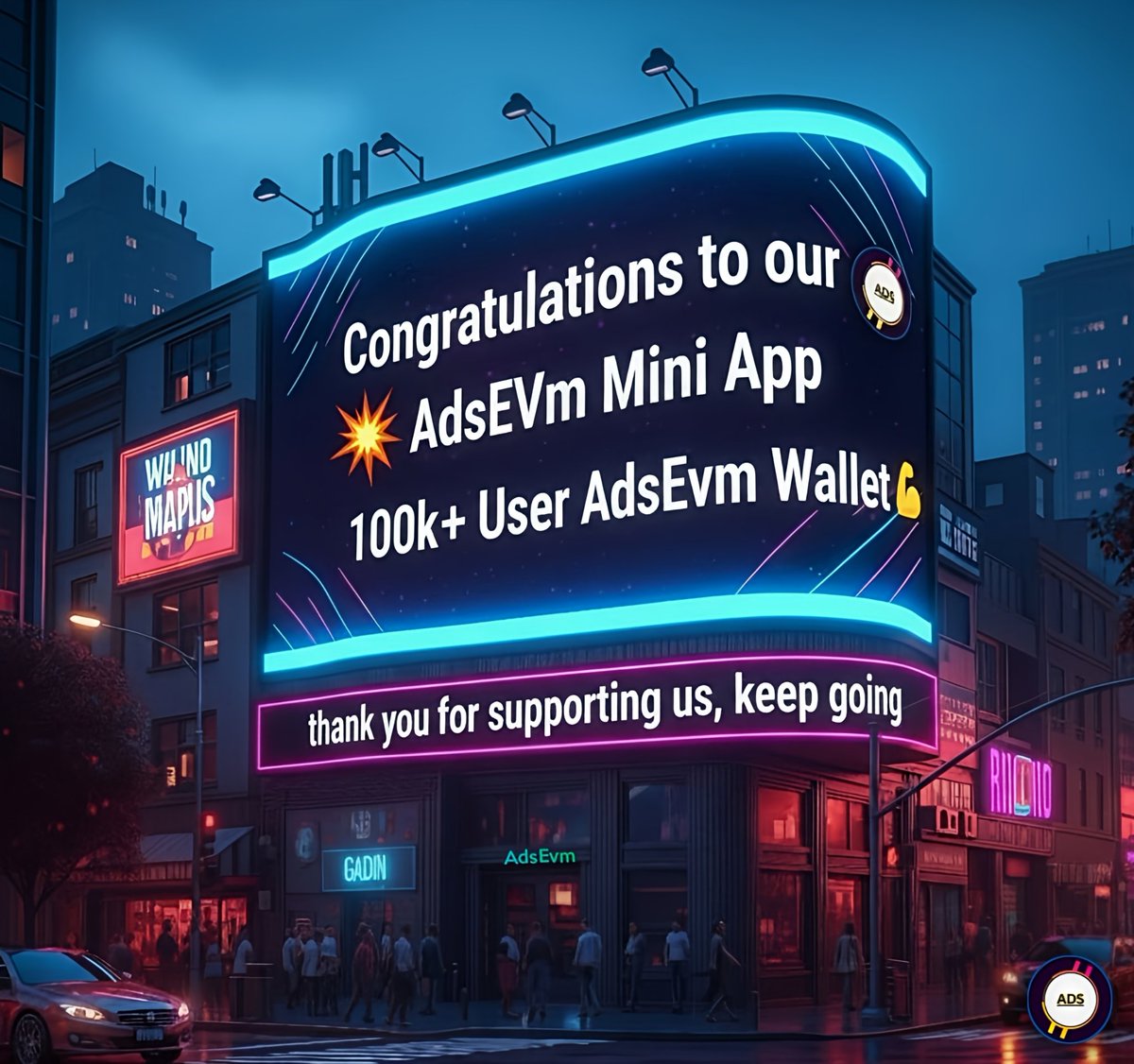 AdsEvm's tweet image. Congratulations to our
💥
AdsEVm Mini App: t.me/AdsEVMbot

100k+ User AdsEvm Wallet 💪

thank you for supporting us, keep going,

#AdsEvm #Wallet #Miniapp #User