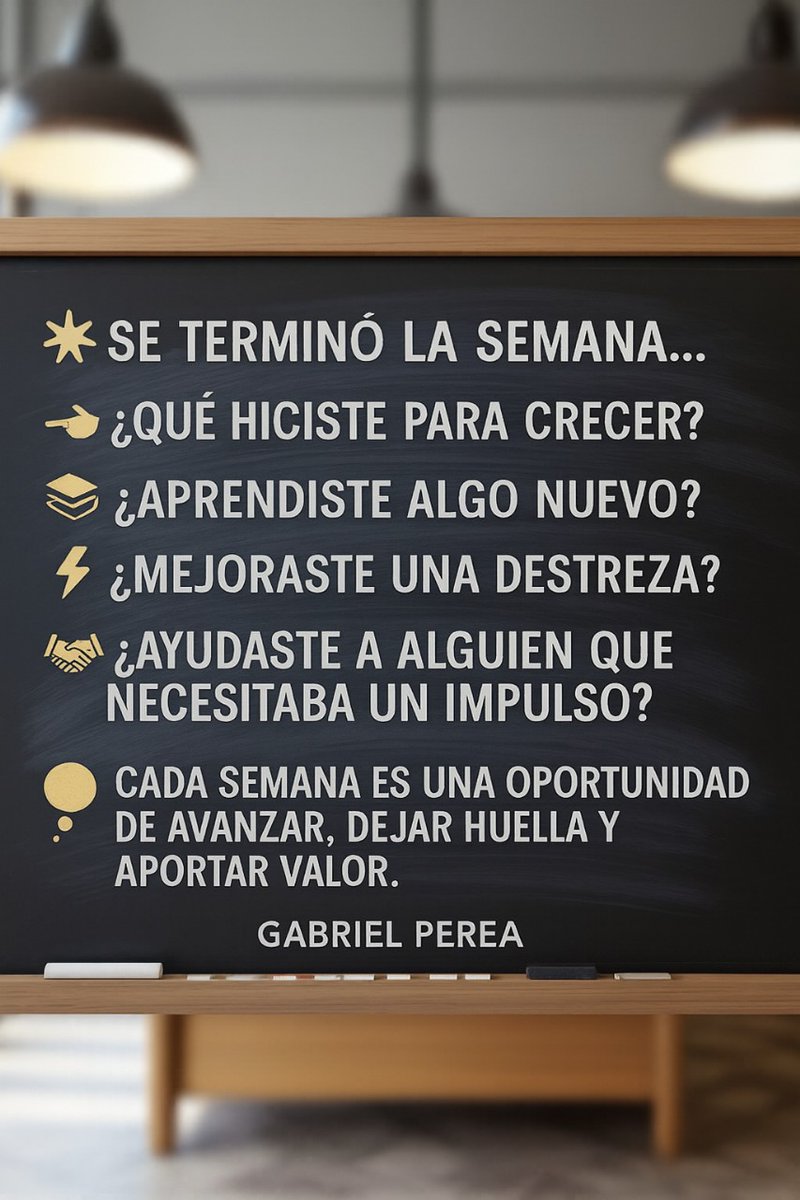 ✨ Se terminó la semana…
👉 ¿Qué hiciste para crecer?
📚 ¿Aprendiste algo nuevo?
⚡ ¿Mejoraste una destreza?
🤝 ¿Ayudaste a alguien?
💭 Cada semana es una oportunidad.