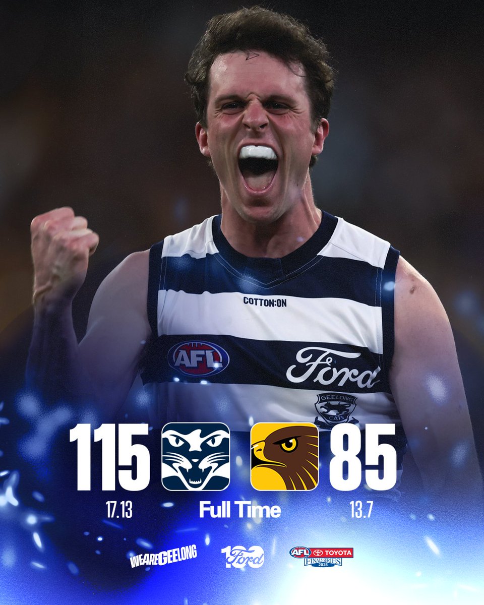 GeelongCats's tweet image. WE ARE GRAND FINAL BOUND! 🔥 See you next Saturday, Cats Fans!

#WeAreGeelong | @FordAustralia