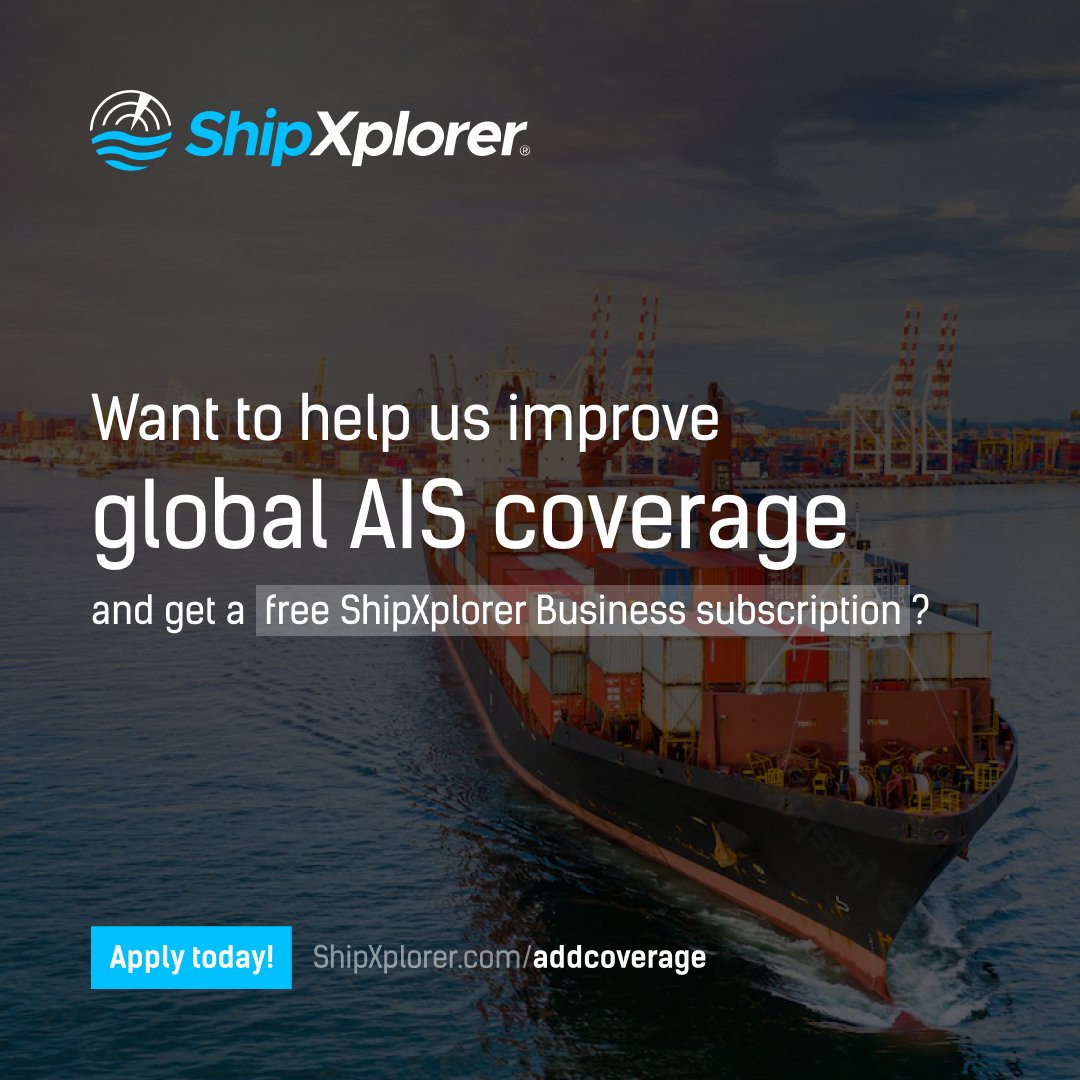 ShipXplorer's tweet image. Did you know? You can help us improve AIS coverage by hosting a ShipXplorer receiver!📡🛳

Apply here:
shipxplorer.com/addcoverage🔗

#ShipXplorer #AIS #ShipTracking #Coverage