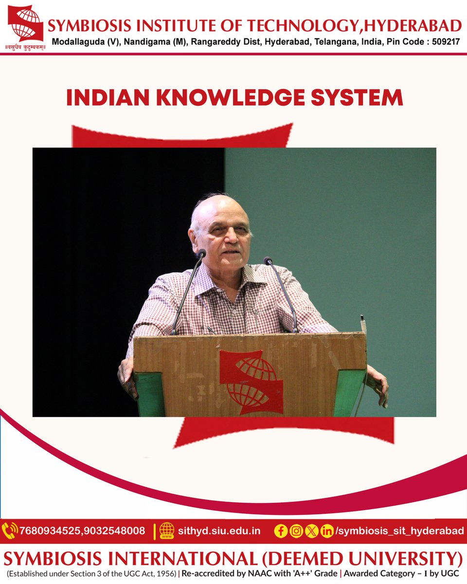 SIT_Hyd_24's tweet image. Honored to be part of the Seminar on Indian Knowledge System at Symbiosis Institute of Technology, Hyderabad under Symbiosis International (Deemed University).

#IndianKnowledgeSystem #Leadership #Symbiosis #Education #Ethics #Innovation