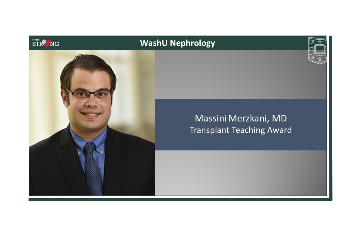 WashUNephrology's tweet image. “The important thing we tell our fellows is to always have curiosity, to read, and to engage in discussion," says Dr. Massini Merzkani, recipient of @WashUNephrology #Transplant Teaching Award for his dedication to #education! @WUTransplant Read more:
nephrology.wustl.edu/massini-merzka…