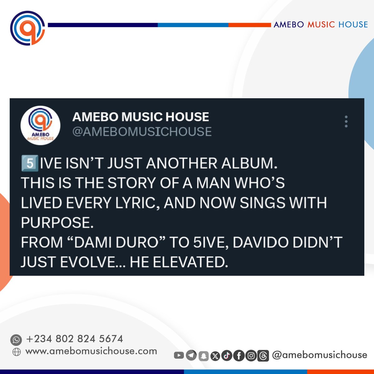 AMEBOMUSICHOUSE's tweet photo. @davido https://t.co/pBXJZ5d2Ui