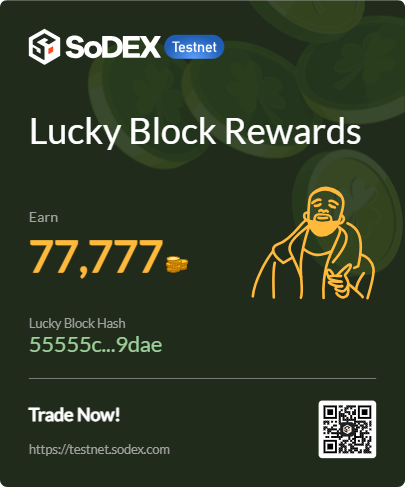 lamtranvan0707's tweet photo. I’ve won the Lucky Block! Come and get yours!

Trade and earn on SoDEX Now:
https://t.co/9nHB2ZC90j https://t.co/EFeNJ8wmn2