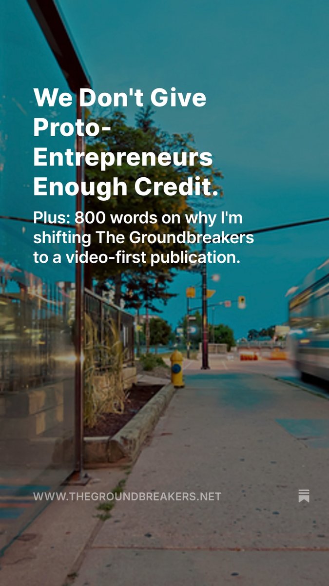 The Groundbreakers shifts to a video-first publication, ironically introduced with 800 words on proto-entrepreneurship plus my reasoning on the shift to video.

TL/DR: Senior executives answer questions and set the strategic landscape extremely well. They don't need my words to