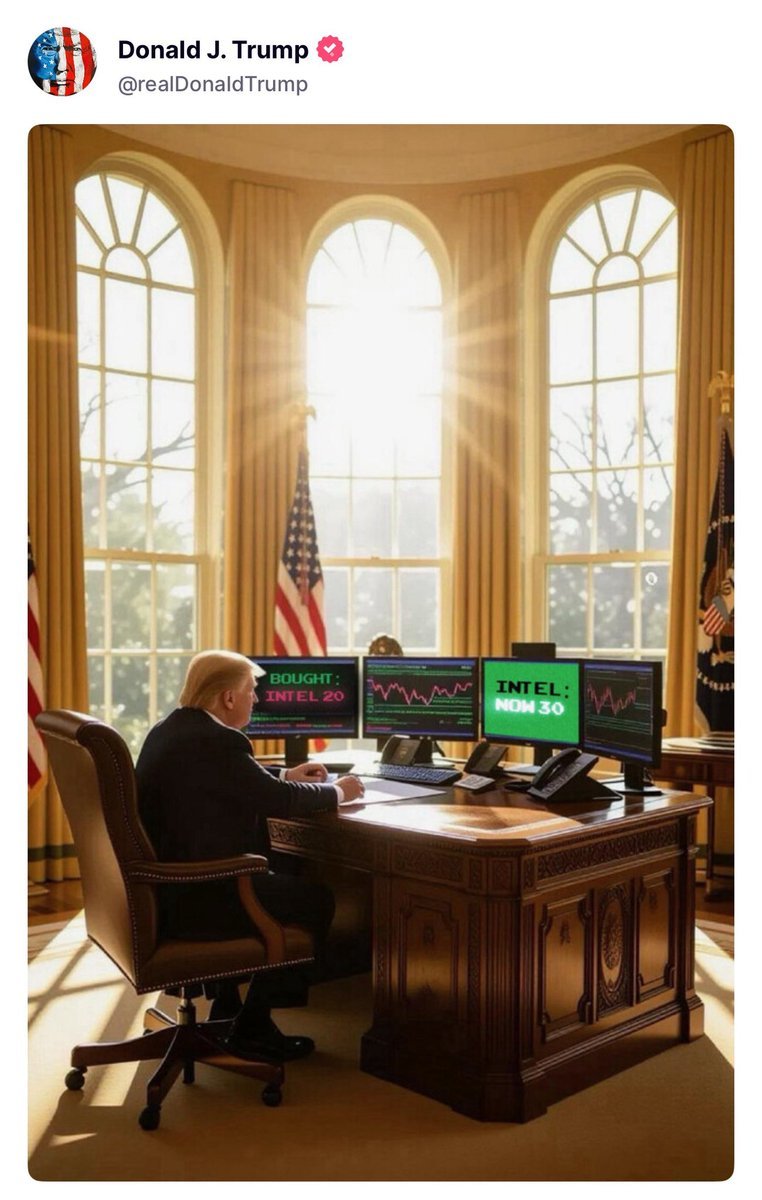 TradingOutpost's tweet photo. An actual photo posted by the President of the United States $INTC https://t.co/FFYFhYaIAz