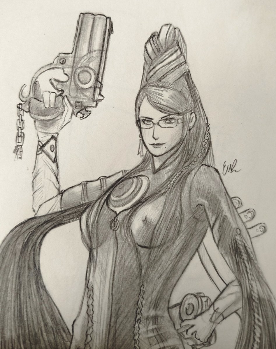 nderisArt's tweet image. first post with this bayonetta sketch