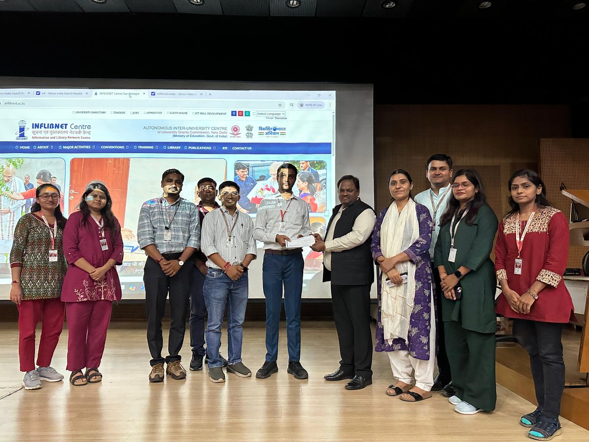 INFLIBNET's tweet image. 102 students & 10 faculty from S.N. Patel Institute of Technology, Bardoli visited @INFLIBNET on 19th Sep 2025. Sh Manoj Kumar K, Scientist- F(CS) addressed the gathering. Dr H.G.Hosamani, Consultant (LS) delivered an insightful lecture on @INFLIBNET activities & services.