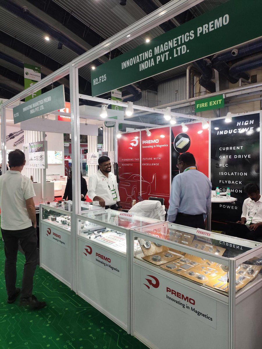 premogroup's tweet image. Day 2 of #ElectronicaIndia ✅
Exciting demos &amp;amp; great discussions on Premo’s magnetics for #emobility &amp;amp; wireless power transfer. ⚡

📌 Last chance tomorrow! Find us at Hall 2, Stand 2.F25.
#PowerElectronics #wearepremo