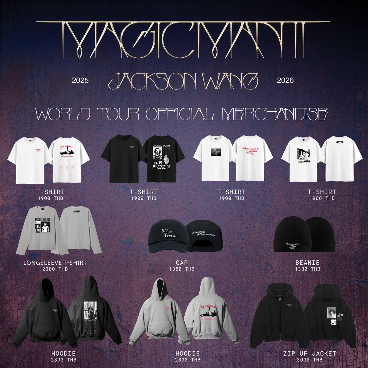 Official Merchandise Launch Announcement
MAGICMAN 2 WORLD TOUR 2025 in Bangkok
Presented by Galaxy Resorts Thailand

<a href="/JacksonWang852/">Jackson Wang</a>

📅 Online Sales Period: 22–28 September 2025

For more info👇
fantopia.io/events-merchs?…