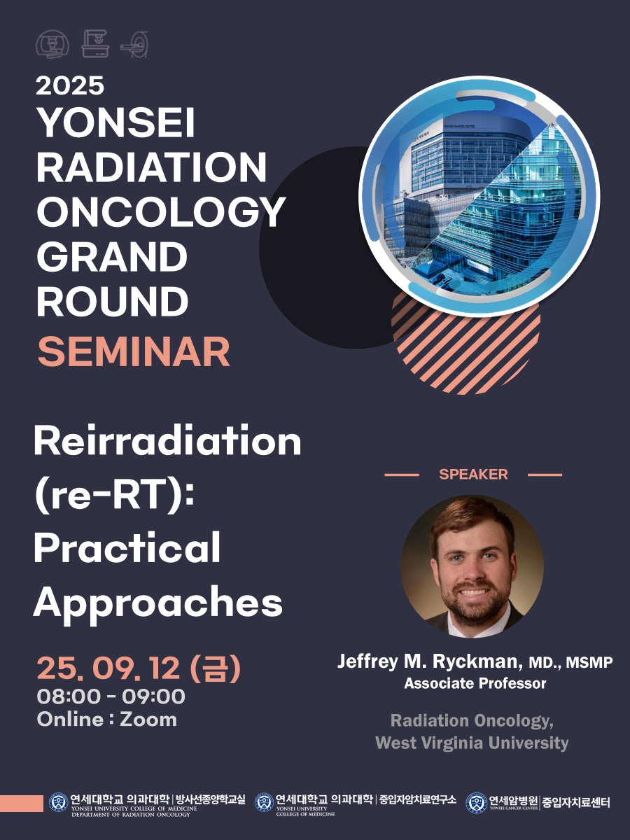 changjeesuk1's tweet photo. Many thanks to Jeff for his outstanding Yonsei Grand Round seminar talk on re-RT.
Even with the Korean AAPM meeting on the same day, the session had strong participation.
Truly the best re-RT talk I’ve heard—though it left me feeling even less confident about my own practice. https://t.co/h9y5mE04eO