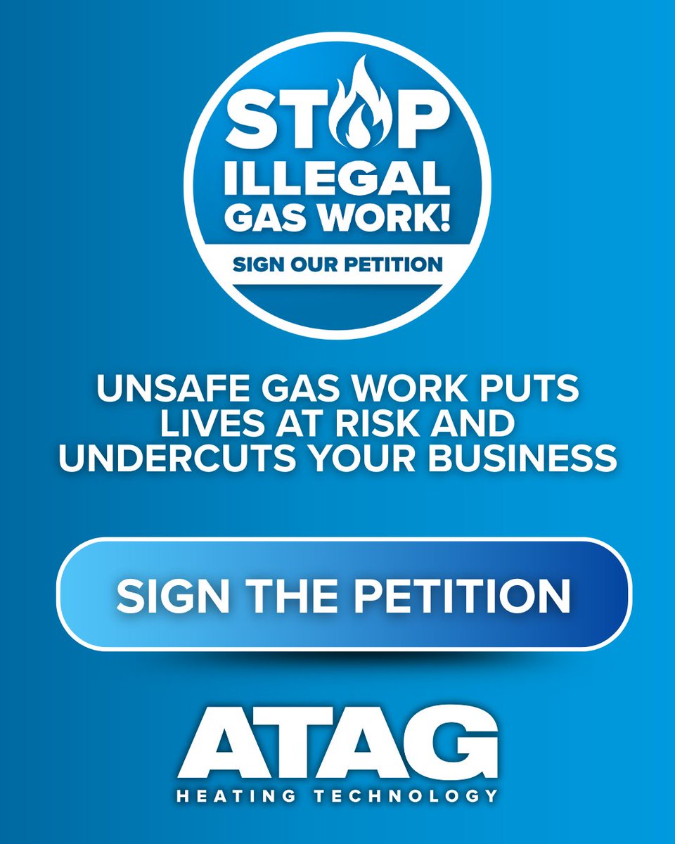 Illegal gas work puts lives at risk and undercuts professional installers.
Over 80% of us have seen it first-hand.
👉 Together, we can stop it. Add your name to the petition: atagheating.co.uk/help-us-stop-a… 

#stopillegalgaswork #atagheating