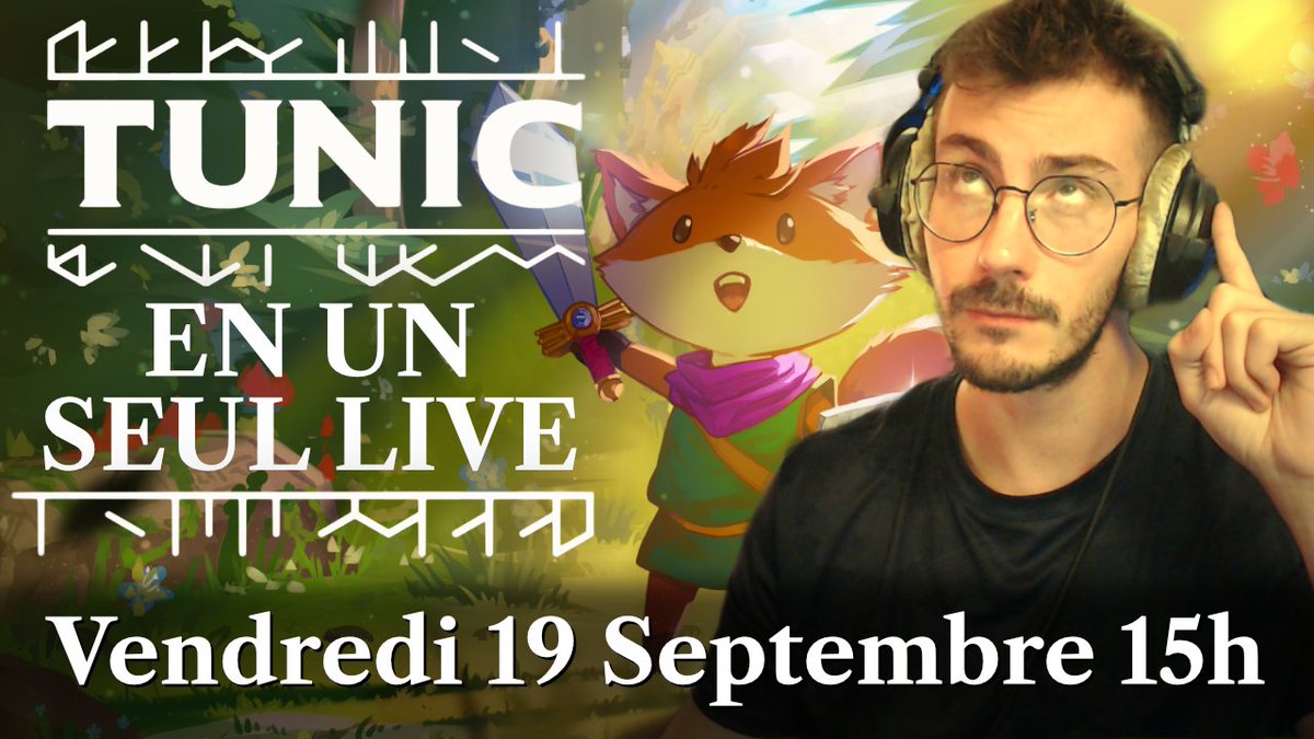 L'épisode 3 du JEU EN UN SEUL LIVE commence maintenant ! 

On commence Tunic et le live ne se termine pas tant que le jeu n'est pas terminé ! Y a des défis, de l'exploration, de la fatigue ! 
Bref, un vrai défi ! 

Twitch.tv/arnaudryku