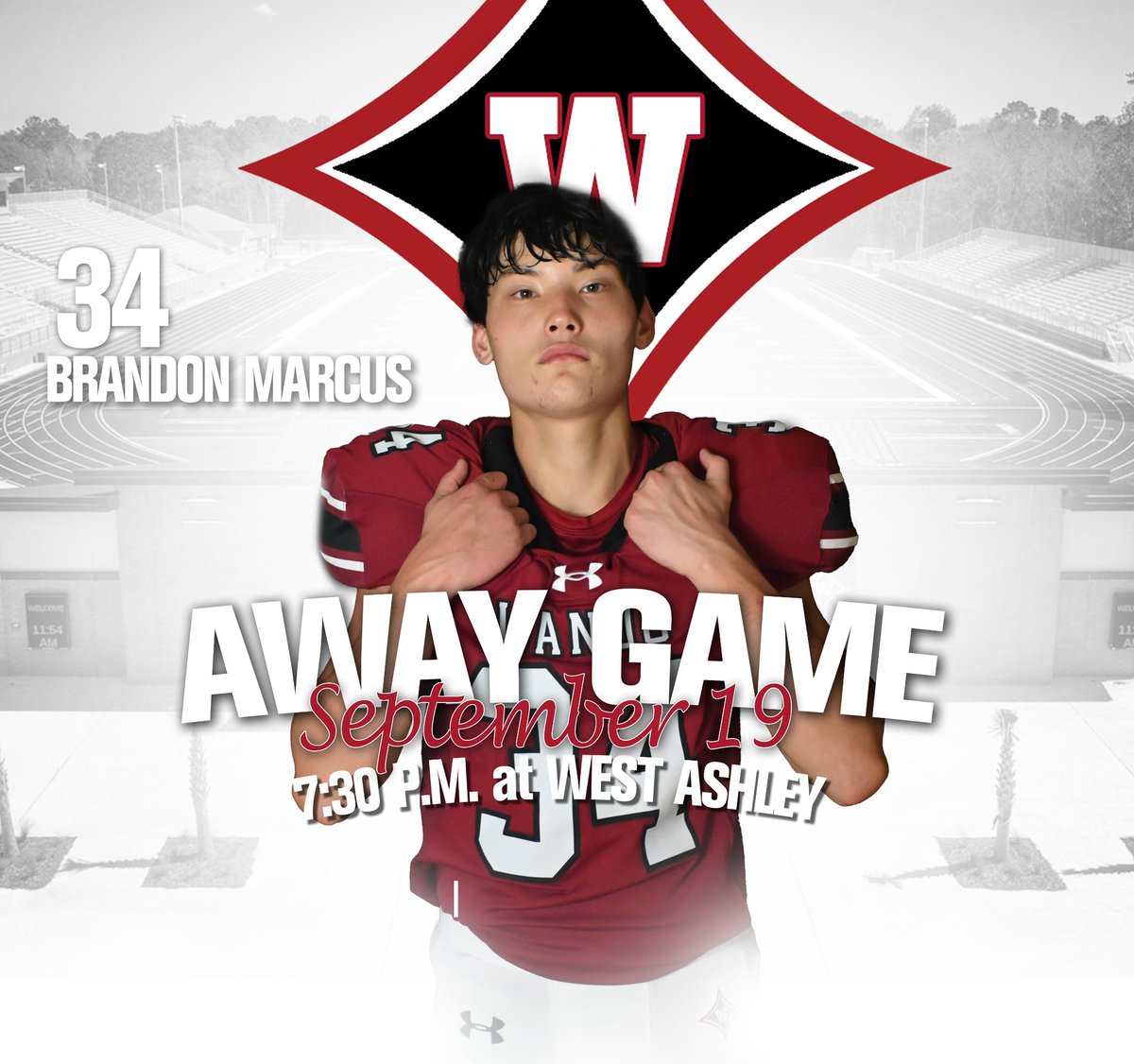 Come out to West Ashley as Wando takes on the Wildcats! LETS GO!!!! ❤️🤍🖤