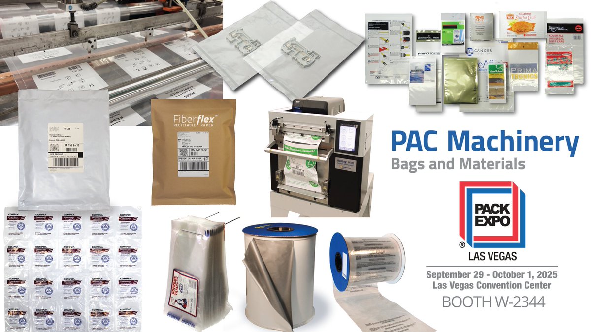 Pac_Machinery's tweet image. Bags for any brand of #automaticbagger! From Rollbag® to tubing, mailers &amp;amp; more—made with up to 25% #recycled resins + #ecofriendly /custom options.
See us at #PACKEXPOLasVegas Booth W2344!
👉 pacmachinery.com/bags-and-mater…

#SustainablePackaging #PackExpo