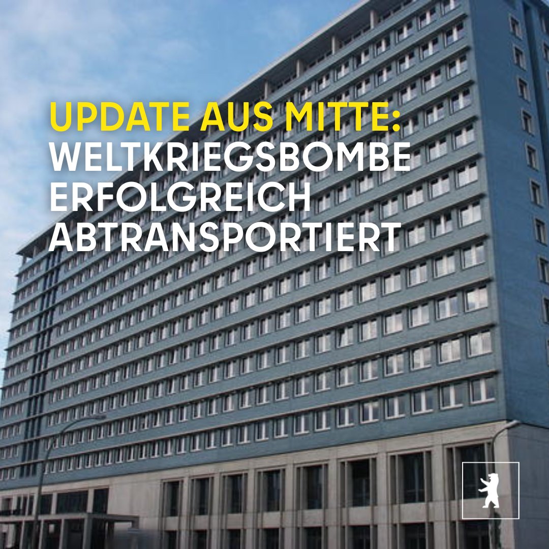 ℹ️ Update aus Berlin-Mitte: Die in der Spree gefundene Weltkriegsbombe ist abtransportiert – Gefahr gebannt!
Danke an alle Einsatzkräfte und Helfer*innen, die über Nacht für Sicherheit gesorgt und hunderte Menschen in Notunterkünften versorgt haben. 🙌 sohub.io/dk7h