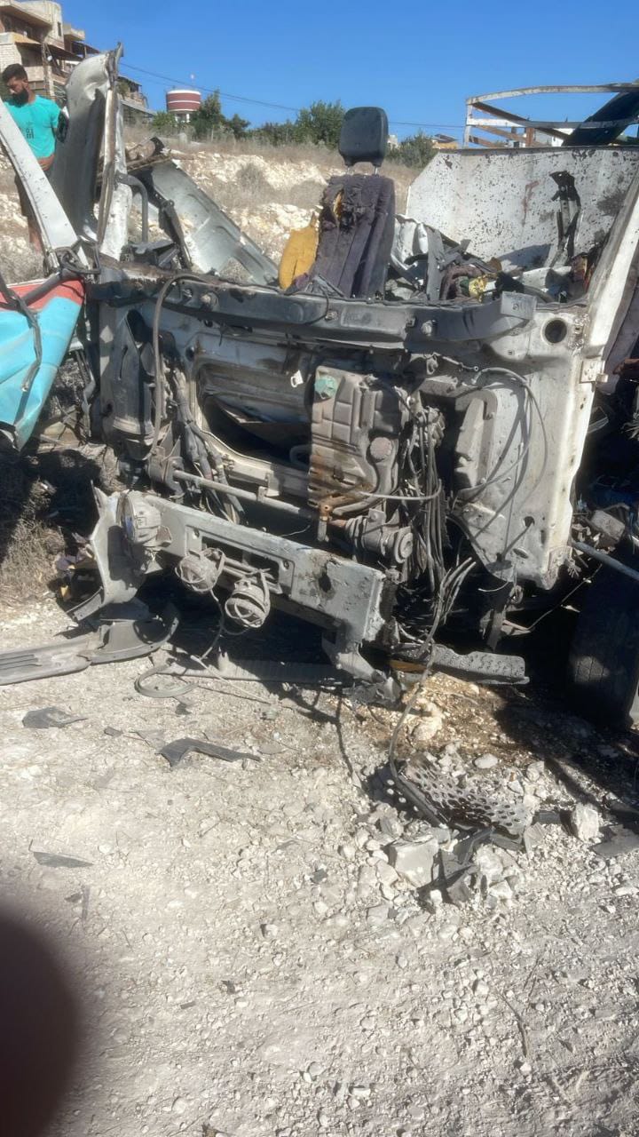 مسيرة إسرائيلية تستهدف شاحنة لنقل المياه في أنصار - حي هونين (اكس)