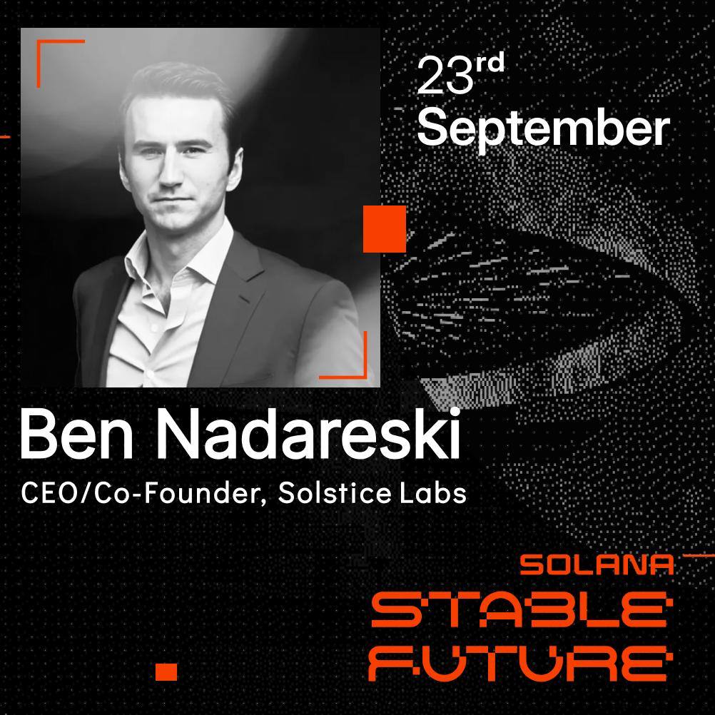 Solstice CEO & Co-Founder @ben_solstice will speak at Solana Stable Future  in Korea on September 23 about building the missing yield layer for  Internet Capital Markets. Join us in Seoul 🇰🇷