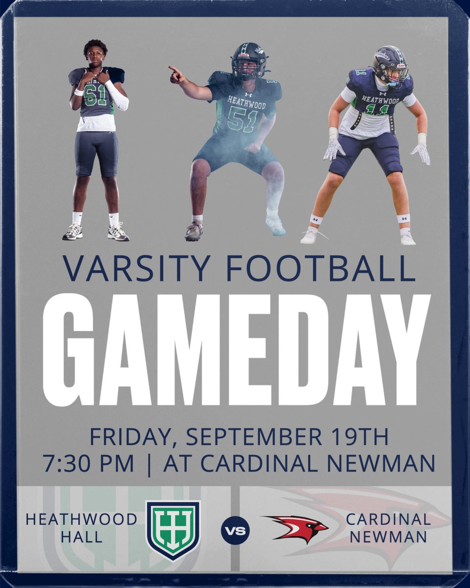 Happy Friday Highlander Nation, it's GAMEDAY on The Gridiron! Varsity <a href="/HeathwoodFB/">Heathwood Football</a> heads to Cardinal Newman for a 7:30 PM kickoff!

⏰ 7:30 PM
🎟️ ow.ly/lwhc50WYR0R
📺 ow.ly/irCt50WYR0Q

#GoHall