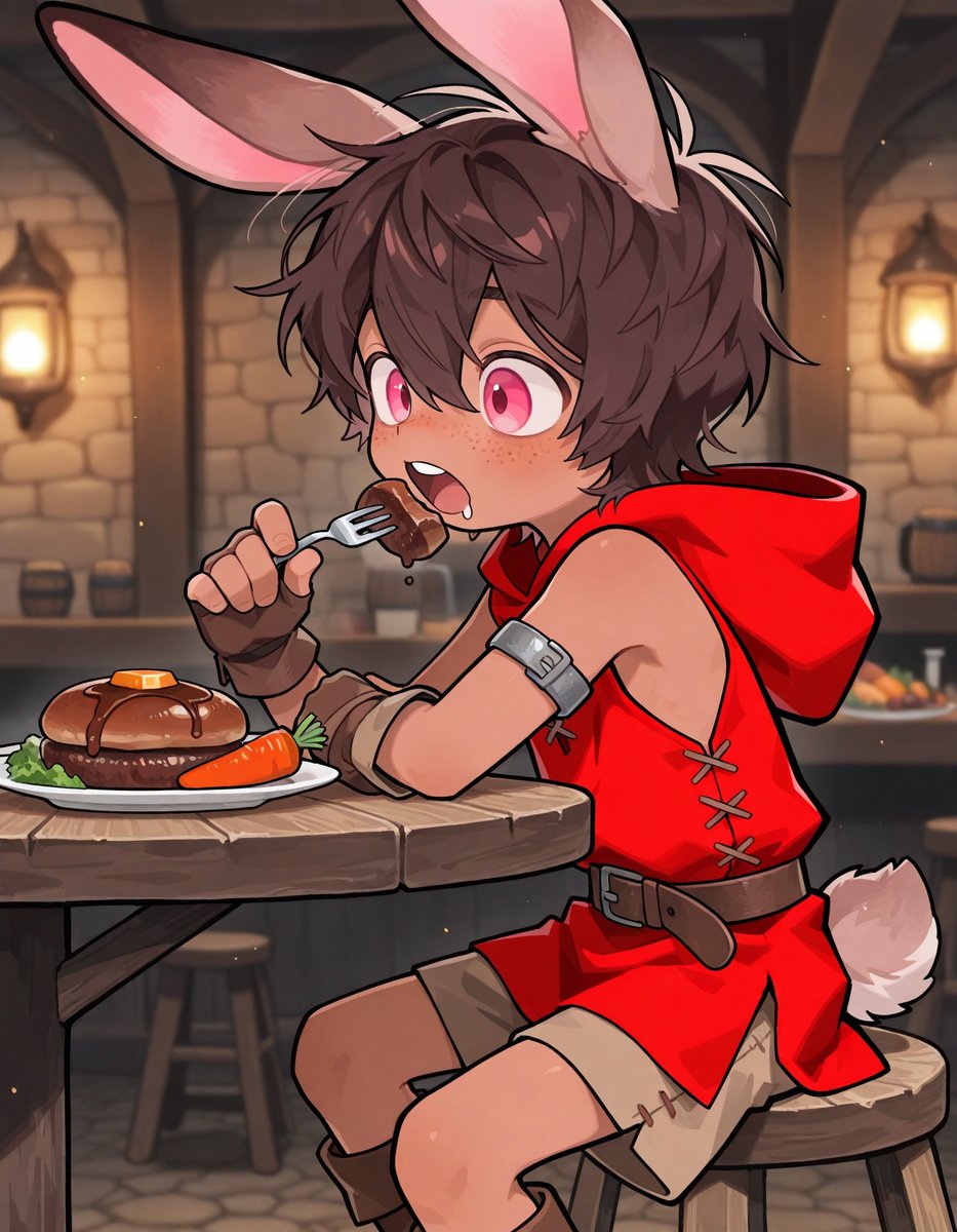 Just a hungry boy at the restaurant.