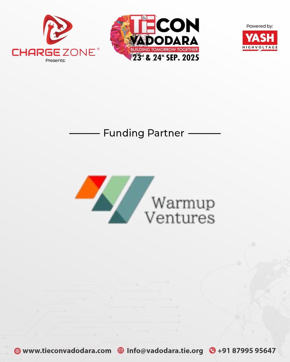 tievadodara's tweet image. Welcome Warmup Ventures as a Funding Partner for #TiEConVadodara2025! 🚀
Their support provides startups with the capital and strategic mentorship they need to scale. Join us on Sept 23rd &amp;amp; 24th!

#WarmupVentures #FundingPartner #TiEVadodara