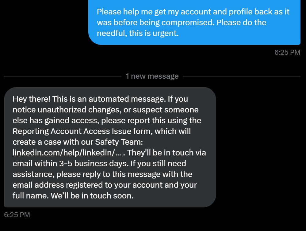 karankashyap's tweet photo. @LinkedInHelp I sent the DM but this is not what I was expecting. The same automated reply to fill the same form I have filled 3 times. I expect resolution and restoration of my account and you are nowhere near any of it. @LinkedIn @LinkedInIndia https://t.co/HnHe4enCBL