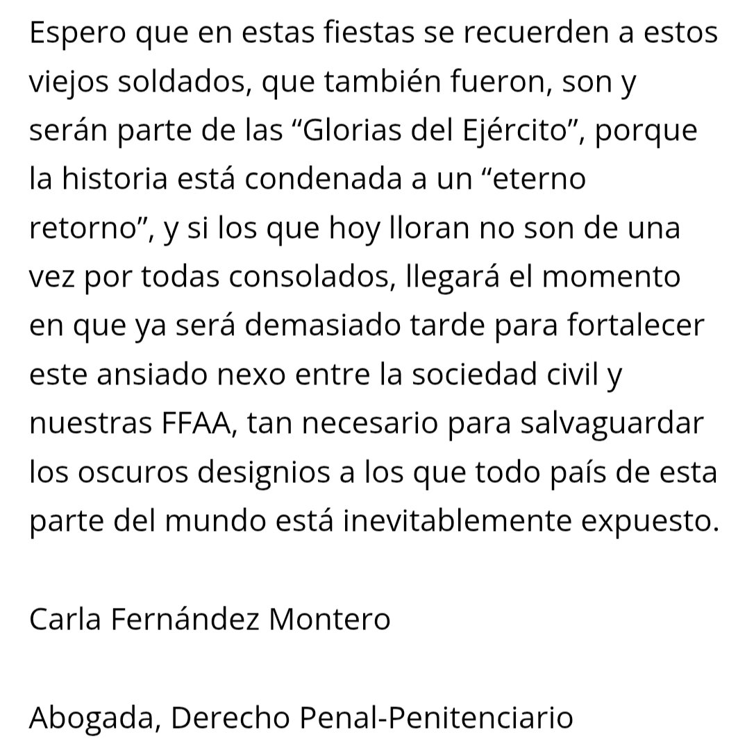 🇨🇱 QUÉ CELEBRAMOS HOY?
Sabias reflexiones de la abogado Carla Fernández M.,acerca de nuestro ejército.
La extraviada elite chilena debería leer con atención esta columna y rectificar el decadente camino en que va Chile.  
diarioconstitucional.cl/cartas-al-dire…
El último párrafo lo dice todo! 👇🏼