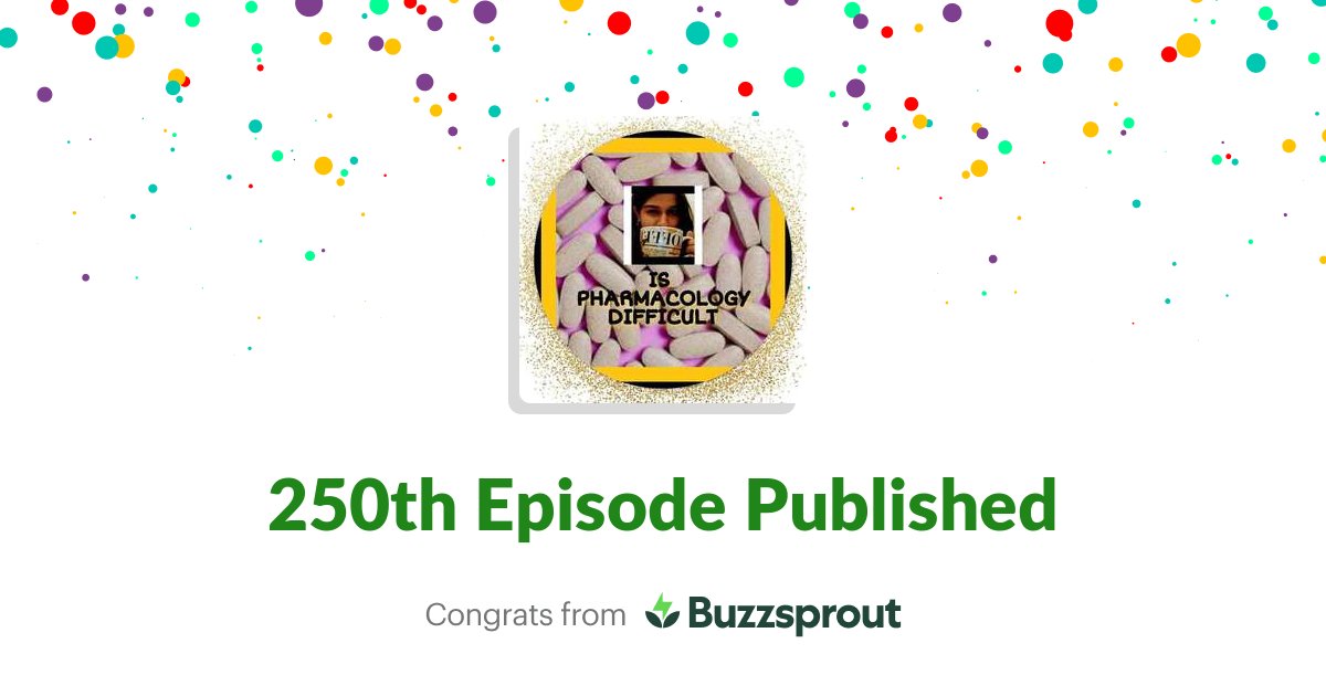 IsPharmacology's tweet photo. Celebrating 250 episodes milestone of my podcast!
@buzzsprout
So thankful to all!! So delighted and proud!!
#pharmacology #doctor #medicalsciences #drradhikavijay #pharmacologypodcast #ispharmacologydifficult #audiopharmacology #podcast #newdrug #fastpharmacology #drug #fdaapproved #conference #250episode
#milestone #celebration