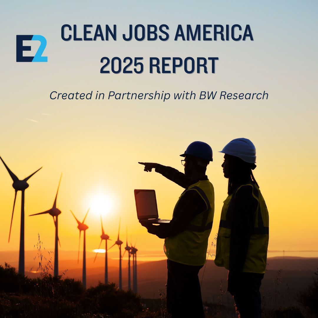 e2org's tweet photo. E2 and BW Research have teamed up to bring you our annual Clean Jobs America Report.
2024 marked another banner year for #cleanjobs growth. See how the sector outpaced the rest of the economy: https://t.co/tNO3Jibkdt https://t.co/bZraggP3u7