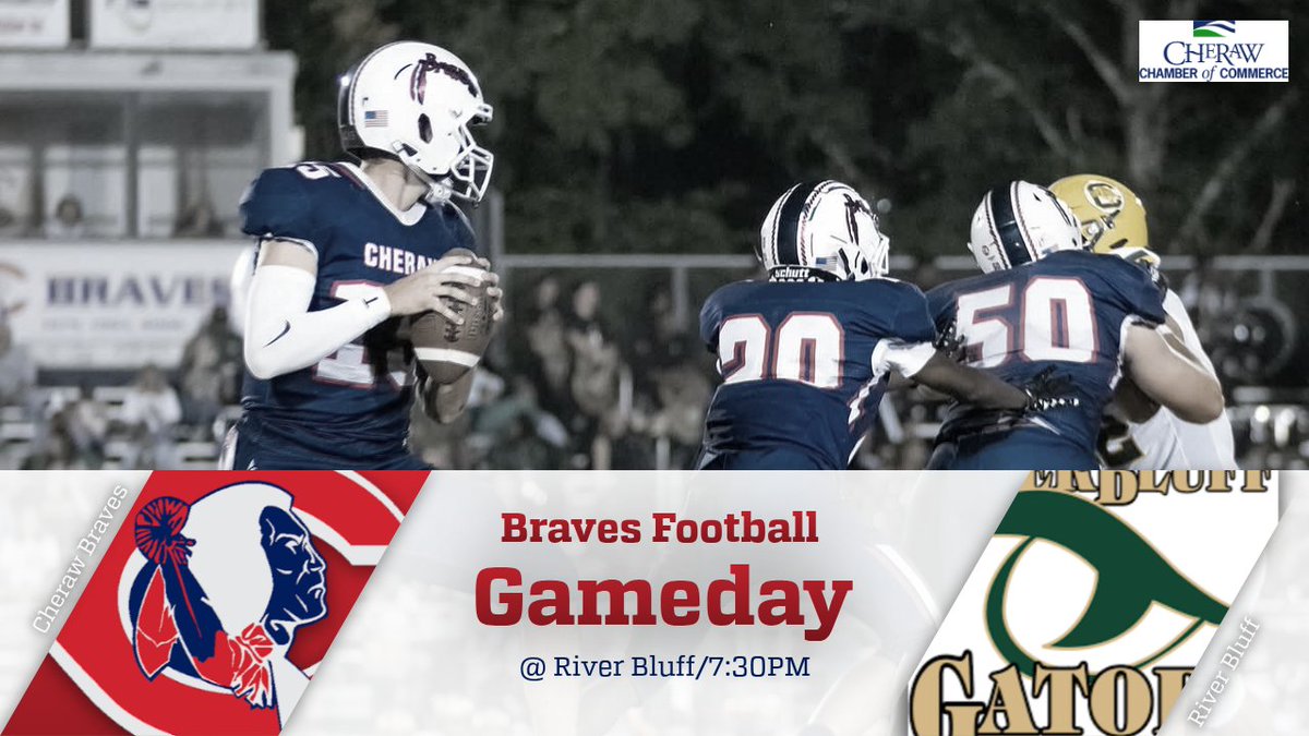 On the road again! Braves Football heads to River Bluff tonight. Kickoff at 7:30PM. Let's show up and show out, Braves Nation! #CherawBraves #RoadWarriors