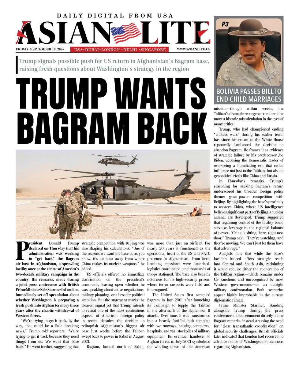 USA Daily Digital -  SEP 19, 2025  - Please click to read the full edition - go.asianlite.uk/9qqf3ol