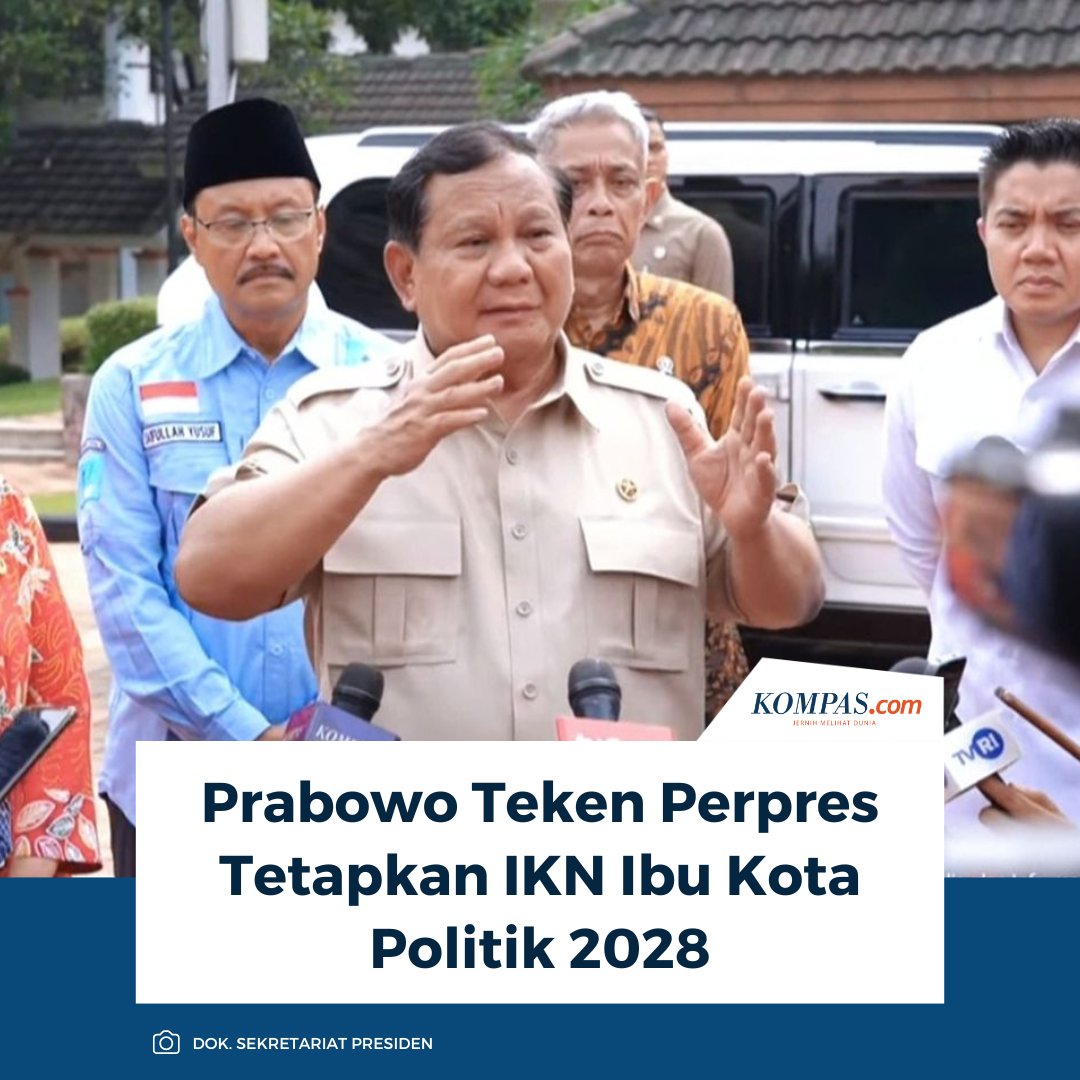 Presiden Prabowo Subianto menetapkan Ibu Kota Nusantara (IKN), di Penajam Paser Utara, Kalimantan Timur menjadi ibu kota politik pada tahun 2028. 

Baca di sini: nasional.kompas.com/read/2025/09/1… 

/ #Prabowo #IbuKotaNusantara
