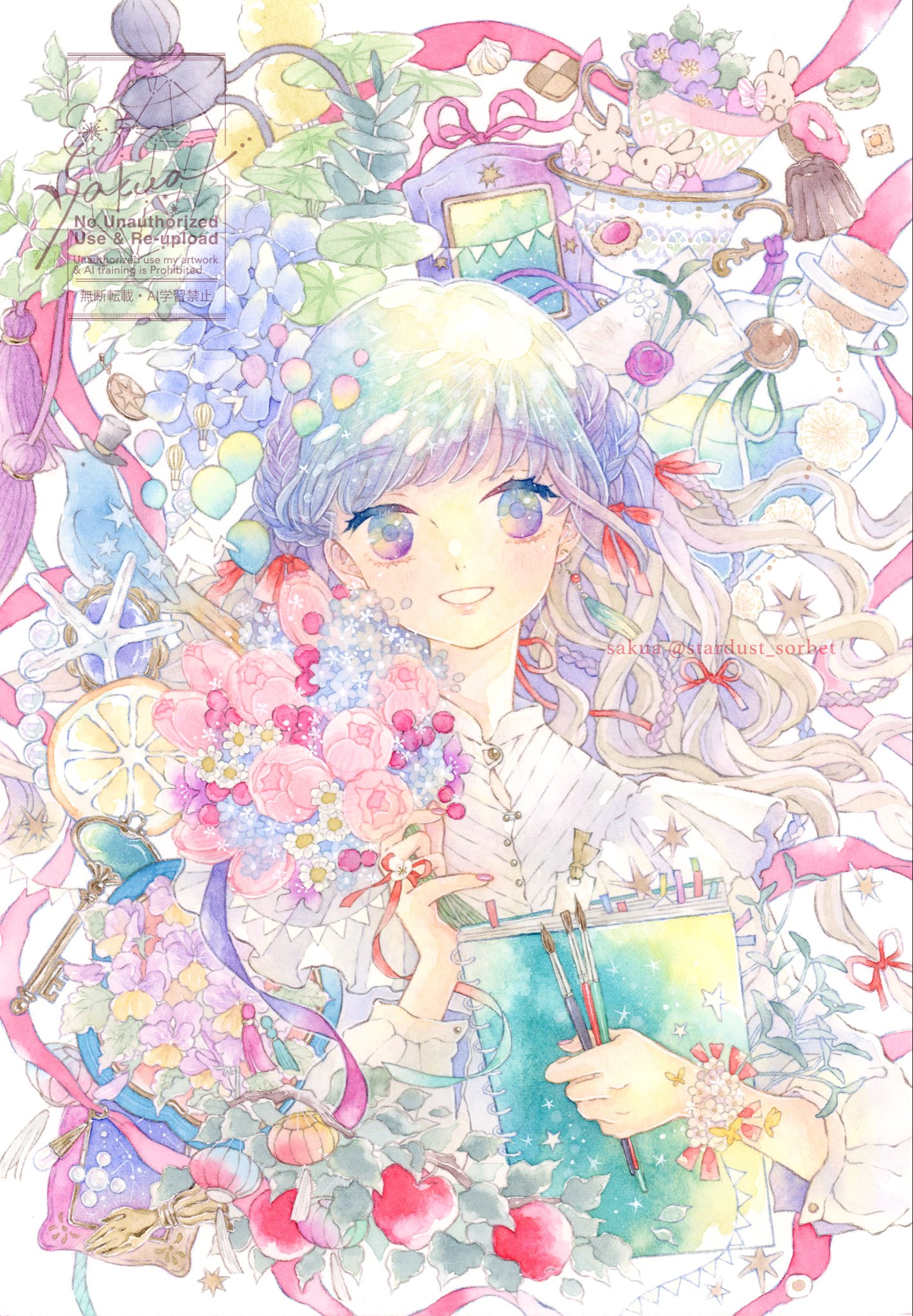 水彩アート「冬の集落　蒼」1点物、手描き真筆。 水彩アート「冬の集落 蒼」1点物、手描き真筆。 水彩アート「冬