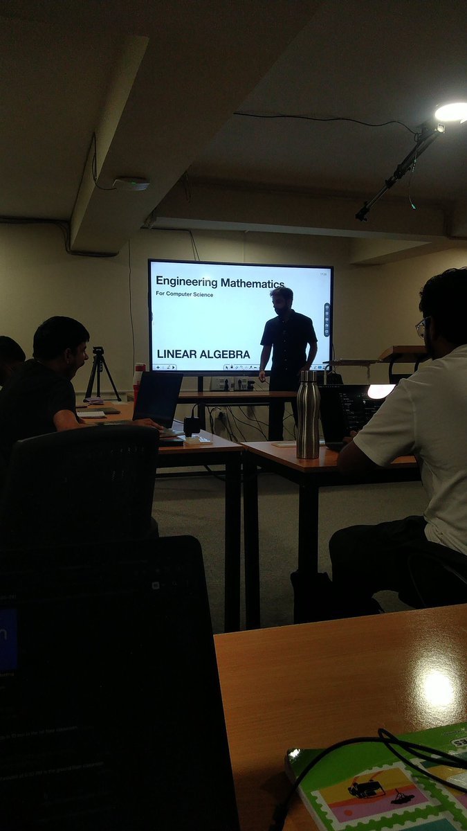 shan_dharan's tweet image. September 19 – Evening session led by Sameer focused on Engineering Mathematics, covering topics such as basis mapping, matrix representation, and linear transformations.☄️ @sameersadana @100xSchool @kirat_tw