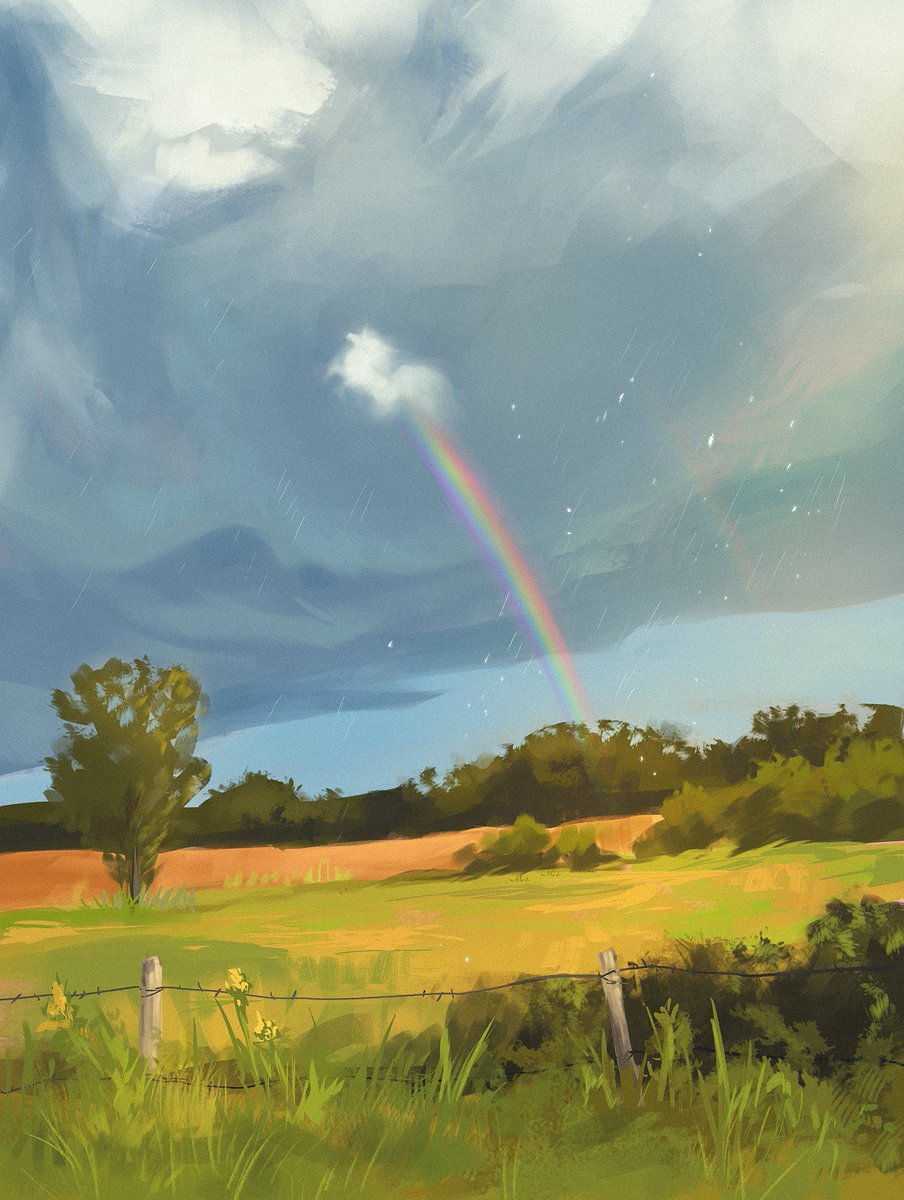 BarnLarn's tweet image. Did a study of a funny little cloud and rainbow I saw while on trail. It looked like an alpaca or a unicorn fartin out the rainbow over the backdrop of a thunderstorm.

Really could not have asked for a more glorious view!