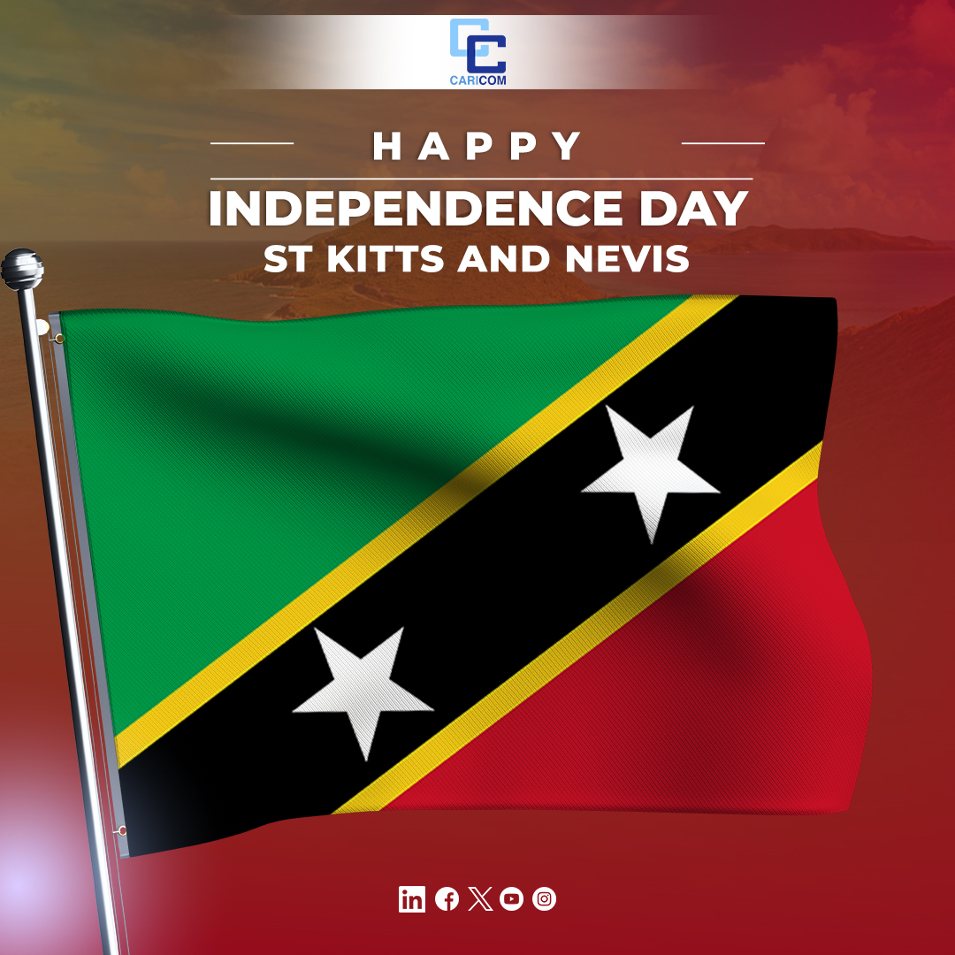 I extend best wishes to  the Government and people of #CARICOM Member State, St Kitts and Nevis 🇰🇳, as you mark your 42nd Independence Anniversary on Friday 19 September.

Click to read the full text of my message: shorturl.at/VyZQX