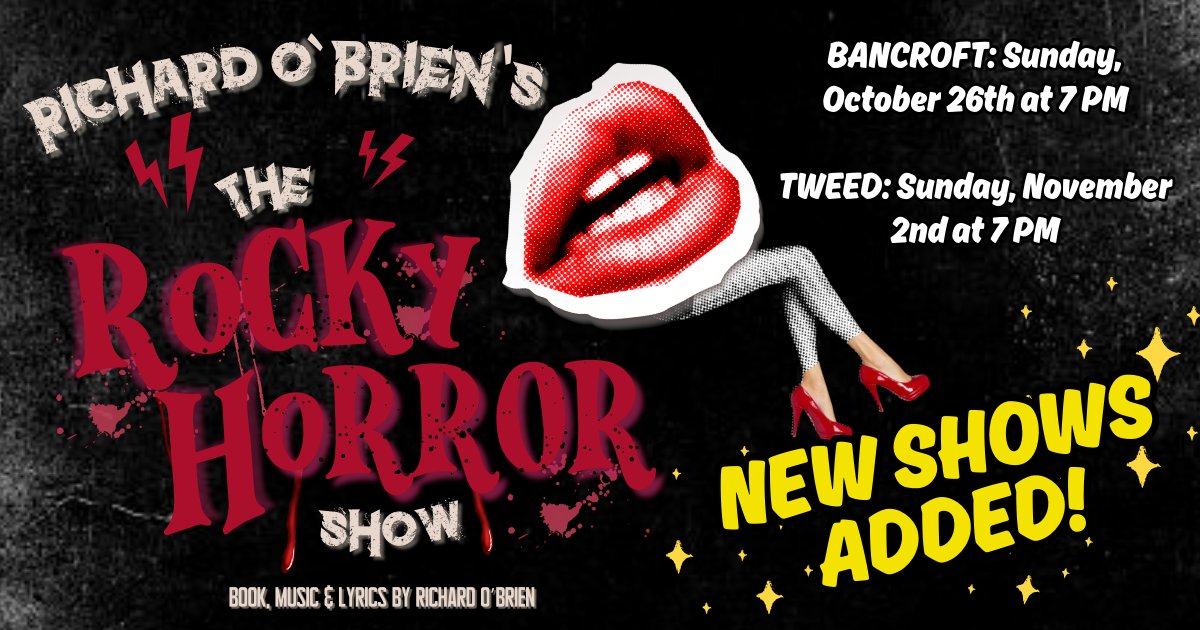 WE'VE ADDED EXTRA PERFORMANCES FOR THE ROCKY HORROR SHOW in both Tweed &amp; Bancroft! 🎶📣

THE ADDED SHOWS:
BANCROFT: Sunday, October 26th @ 7 PM
TWEED: Sunday, November 2nd @ 7 PM

BVP TICKETS: villageplayhouse.ca/the-rocky-horr…

MAC TICKETS: marbleartscentre.ca/the-rocky-horr…