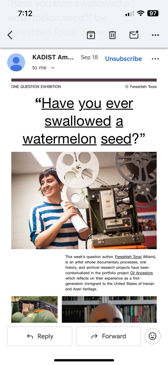 Miscprojects's tweet image. After a break for most of the summer I’m excited to share the latest in the One Question Exhibition series for KADIST.  

This week’s question author is Fereshteh Toosi (Miami). 

See the archive and subscribe at kadist.org/program/one-qu…