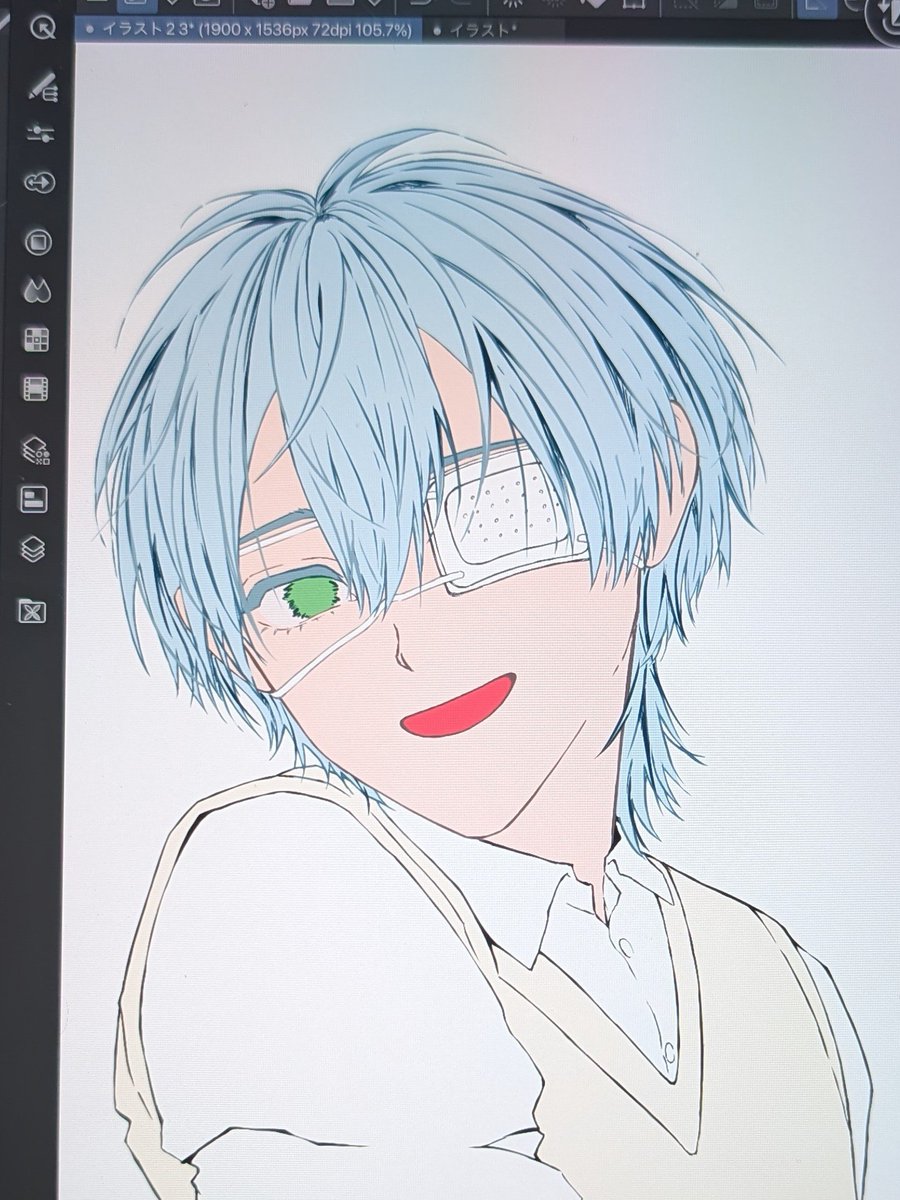 ぬりぬり迷走中。
髪の毛さ、だいぶ昔は描き込んでた時もあったんだけど、今はなんかしっくりこない。今風にしたい(笑)
モニタリングパロ完成まで長いよ⁽⁠⁽⁠ଘ⁠(⁠ ⁠ˊ⁠ᵕ⁠ˋ⁠ ⁠)⁠ଓ⁠⁾⁠⁾
#途中経過 #絵柄模索中 #イラスト練習 #イラスト