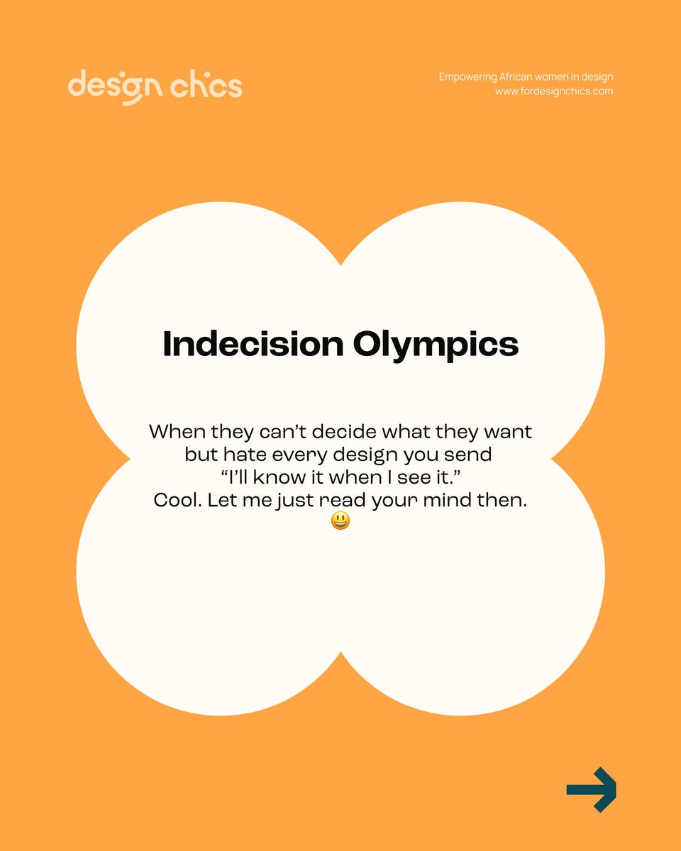 Designchics's tweet image. Now, don’t get us wrong, We designers love our clients 🫶.This is just a playful peek into the little quirks we sometimes face.

So tell us, which client “ick” makes you teleport out of patience? Drop yours in the comments, we can’t wait to read! 👇

#DesignChics #DesignMemes