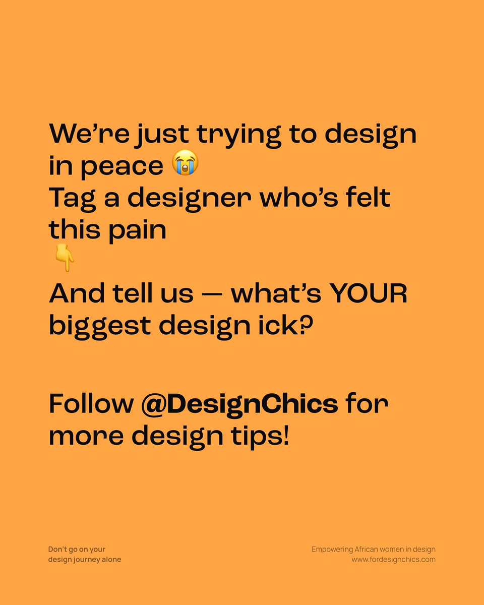 Designchics's tweet image. Now, don’t get us wrong, We designers love our clients 🫶.This is just a playful peek into the little quirks we sometimes face.

So tell us, which client “ick” makes you teleport out of patience? Drop yours in the comments, we can’t wait to read! 👇

#DesignChics #DesignMemes